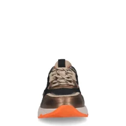 Manfield Bruine leren sneakers met mesh details^DAMES Sneakers