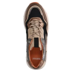 Manfield Bruine leren sneakers met mesh details^DAMES Sneakers
