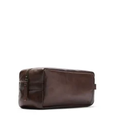 Manfield Bruine leren toilettas^ Shoppers