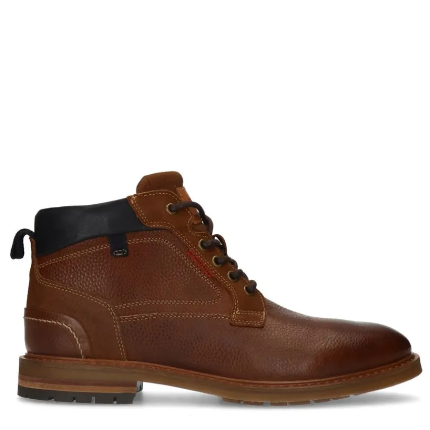Manfield Bruine leren veterboots^Heren Boots