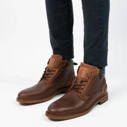 Manfield Bruine leren veterboots^Heren Boots