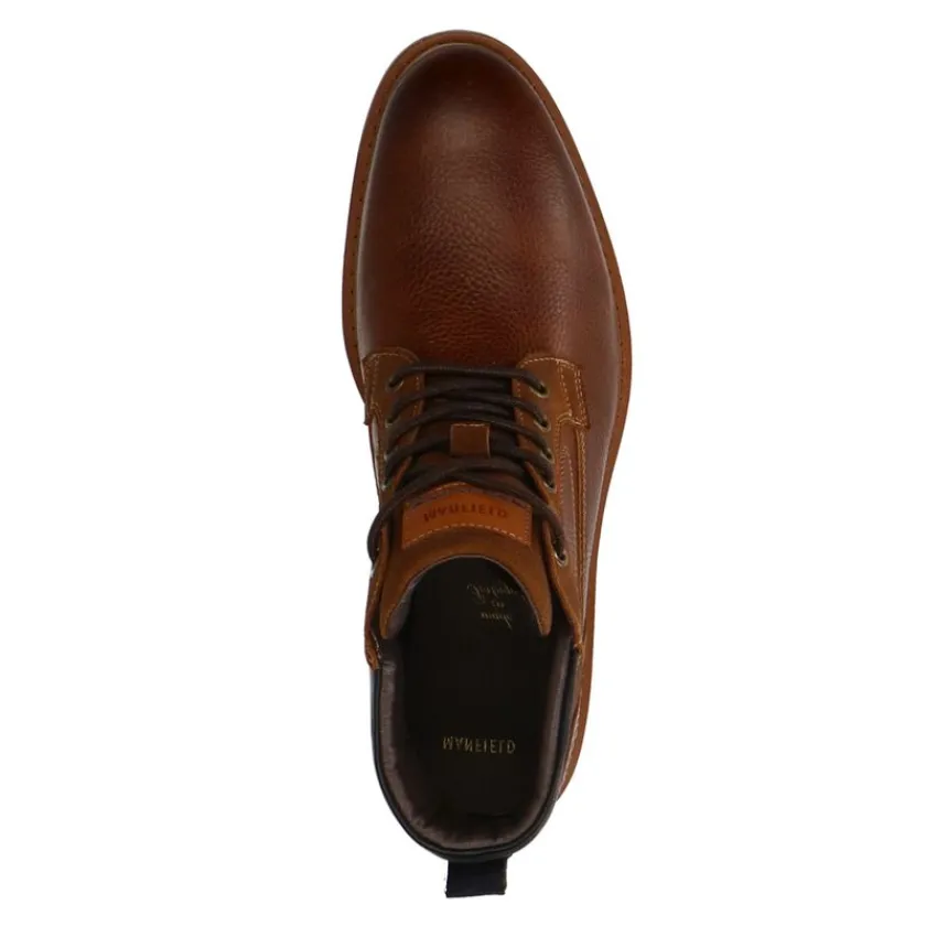 Manfield Bruine leren veterboots^Heren Boots