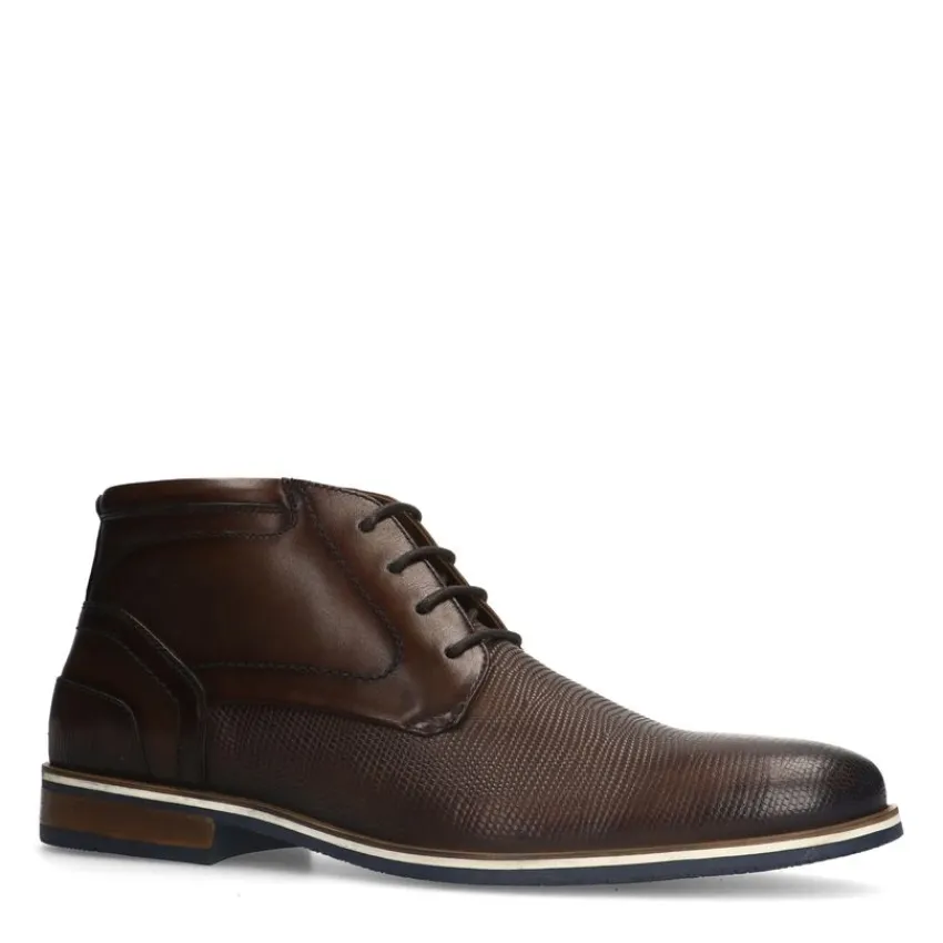 Manfield Bruine leren veterboots^Heren Boots
