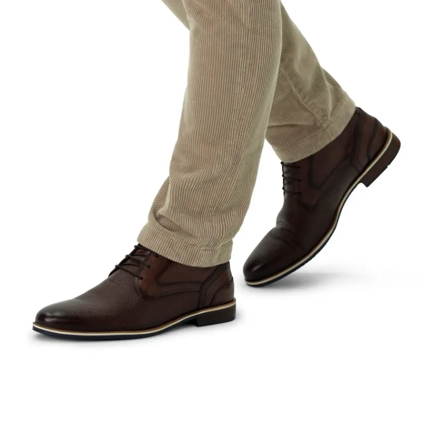 Manfield Bruine leren veterboots^Heren Boots