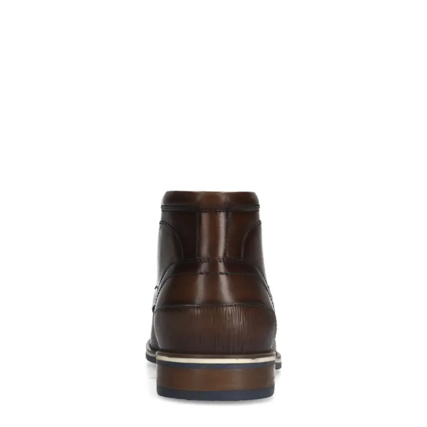 Manfield Bruine leren veterboots^Heren Boots