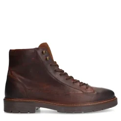 Manfield Bruine leren veterboots^Heren Boots