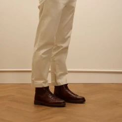 Manfield Bruine leren veterboots^Heren Boots