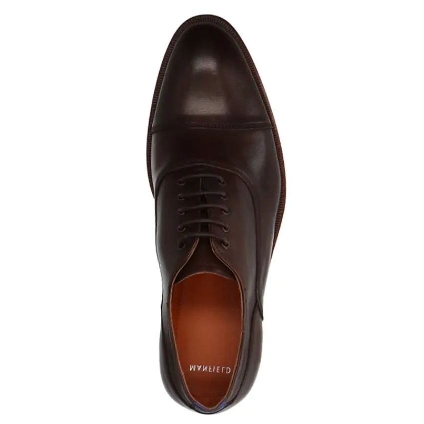 Manfield Bruine leren veterschoenen^Heren Veterschoenen