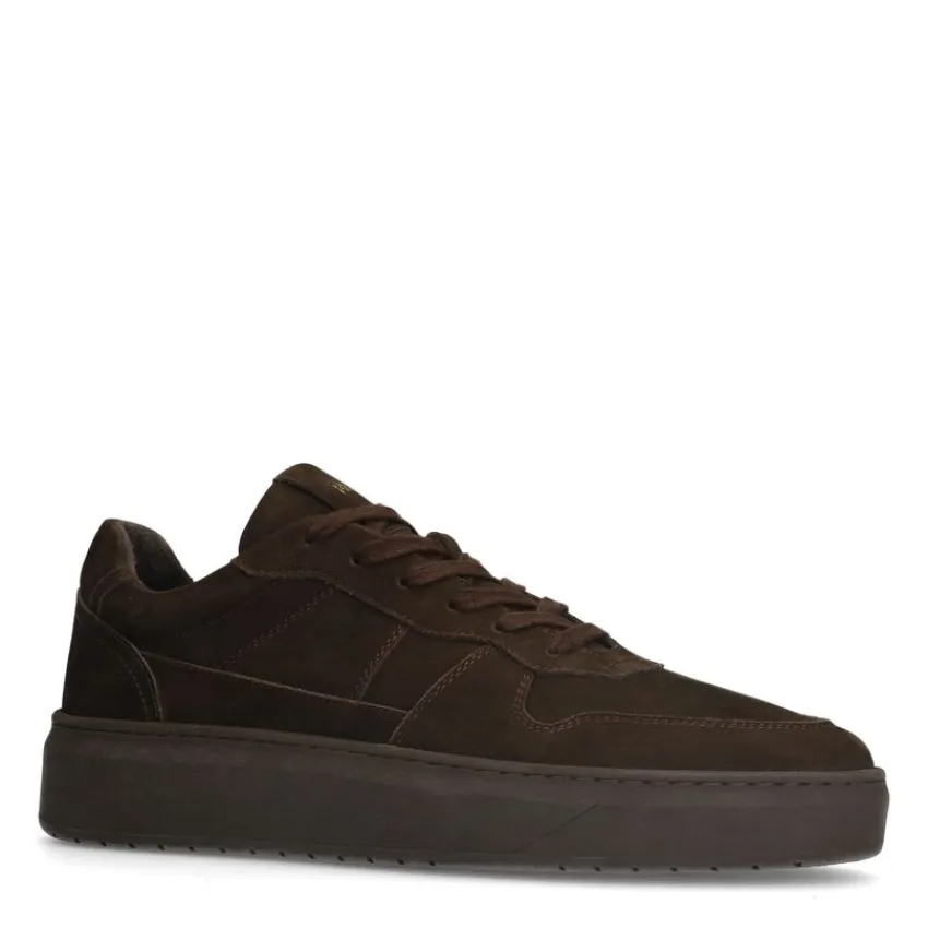 Manfield Bruine nubuck sneakers^Heren Sneakers