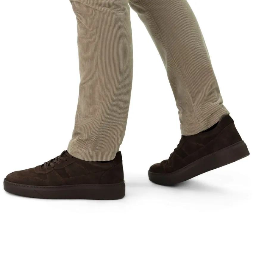 Manfield Bruine nubuck sneakers^Heren Sneakers
