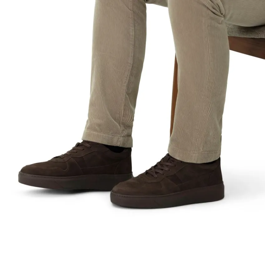 Manfield Bruine nubuck sneakers^Heren Sneakers