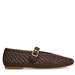 Manfield Bruine raffia ballerina's^DAMES Loafers