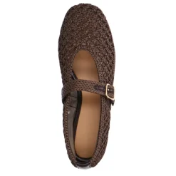 Manfield Bruine raffia ballerina's^DAMES Loafers