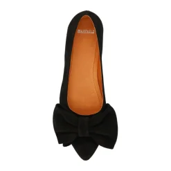 Manfield Bruine suède ballerina's met strik^DAMES Loafers