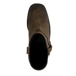 Manfield Bruine suède biker boots^DAMES Enkellaarsjes