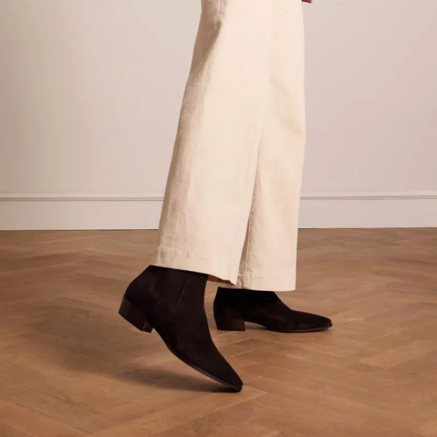 Manfield Bruine suède chelsea boots^DAMES Enkellaarsjes