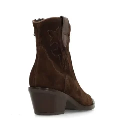 Manfield Bruine suède cowboy laarsjes^DAMES Enkellaarsjes