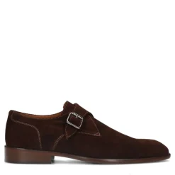 Manfield Bruine suède gespschoenen^Heren Gespschoenen