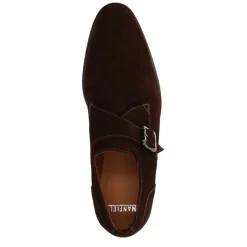 Manfield Bruine suède gespschoenen^Heren Gespschoenen