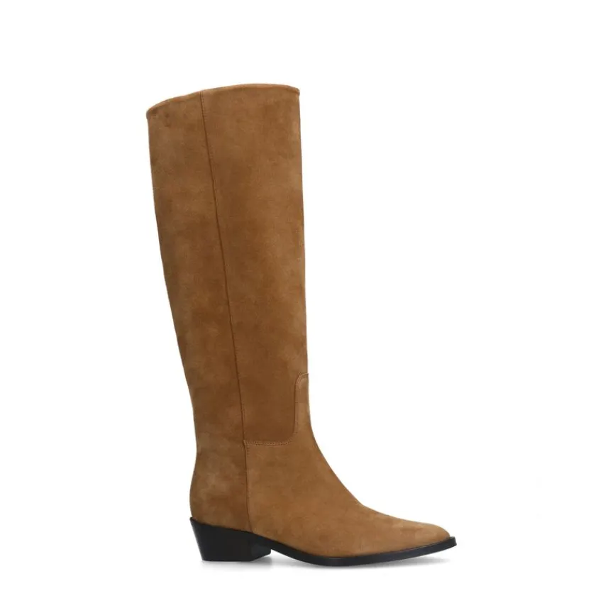 Manfield Bruine suède hoge laarzen^DAMES Laarzen