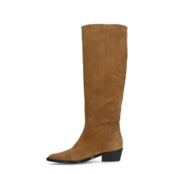 Manfield Bruine suède hoge laarzen^DAMES Laarzen