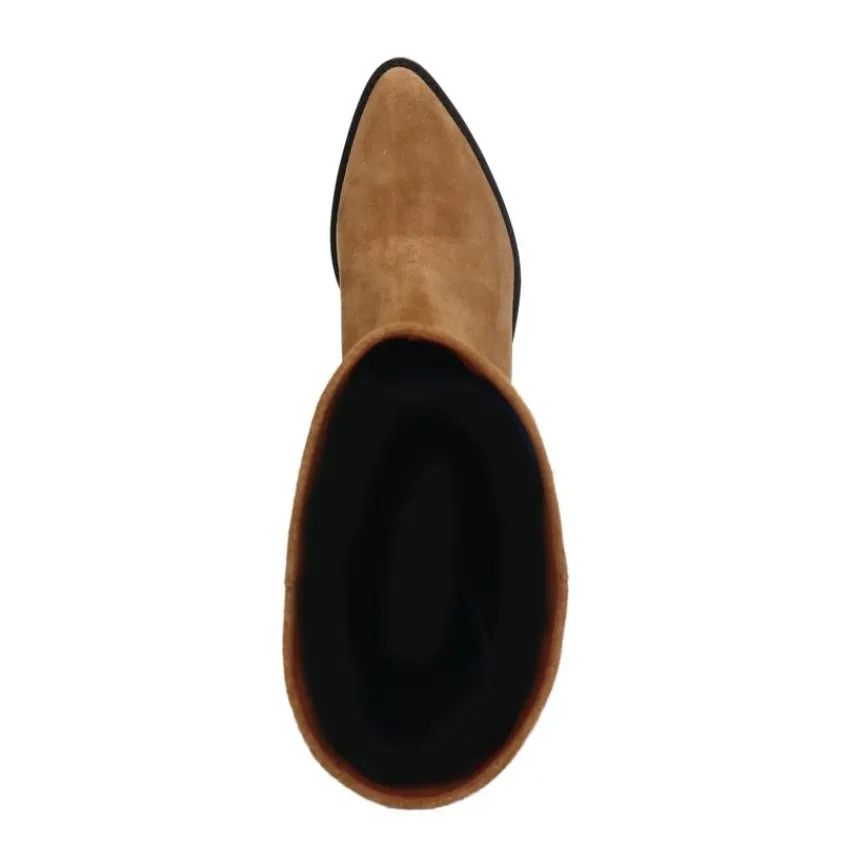 Manfield Bruine suède hoge laarzen^DAMES Laarzen