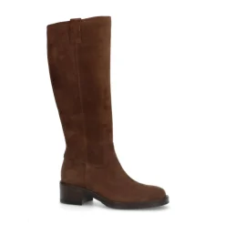 Manfield Bruine suède hoge laarzen^DAMES Laarzen