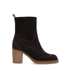 Manfield Bruine suède laarzen met hak^DAMES Enkellaarsjes