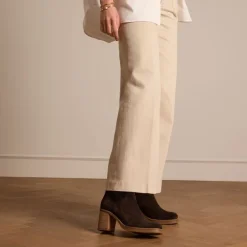 Manfield Bruine suède laarzen met hak^DAMES Enkellaarsjes