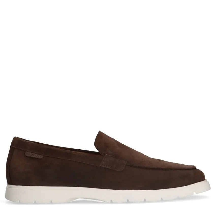 Manfield Bruine suède loafers^Heren Loafers