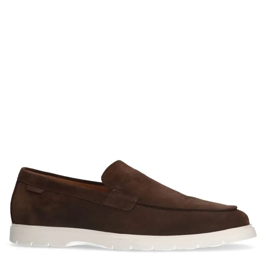 Manfield Bruine suède loafers^Heren Loafers