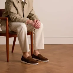 Manfield Bruine suède loafers^Heren Loafers