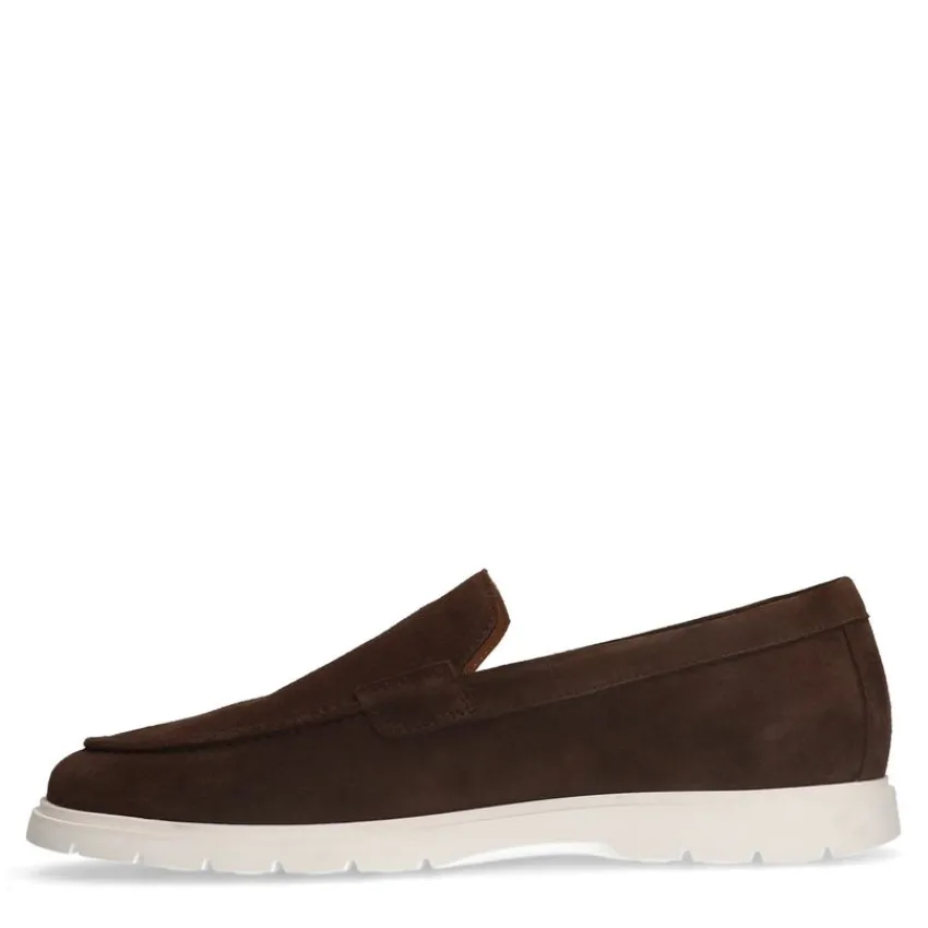 Manfield Bruine suède loafers^Heren Loafers