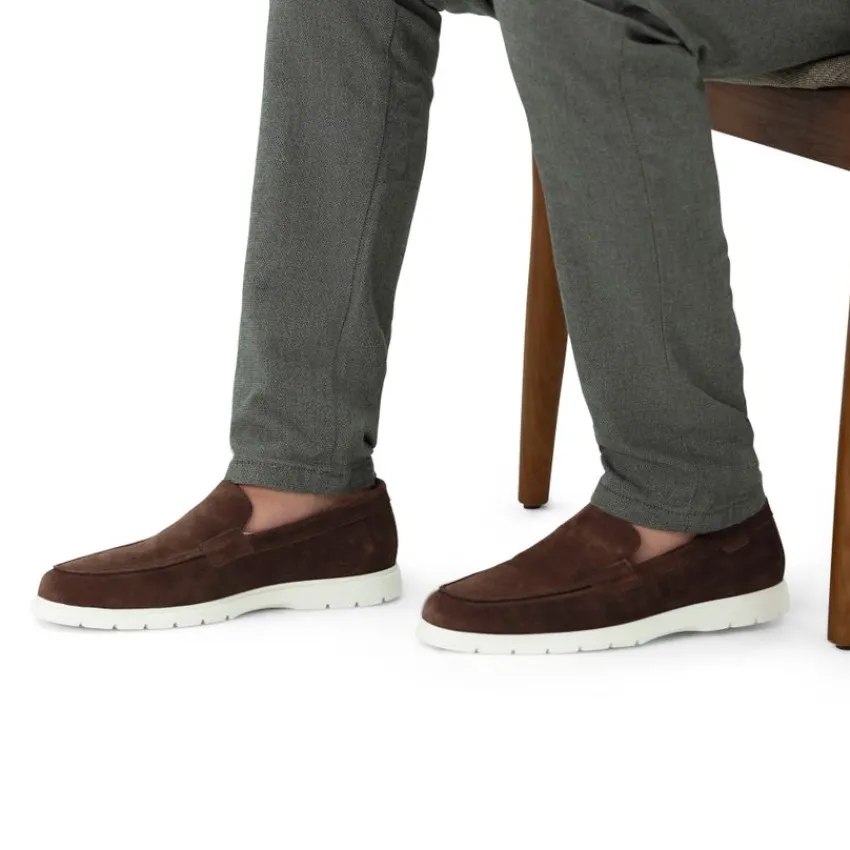 Manfield Bruine suède loafers^Heren Loafers