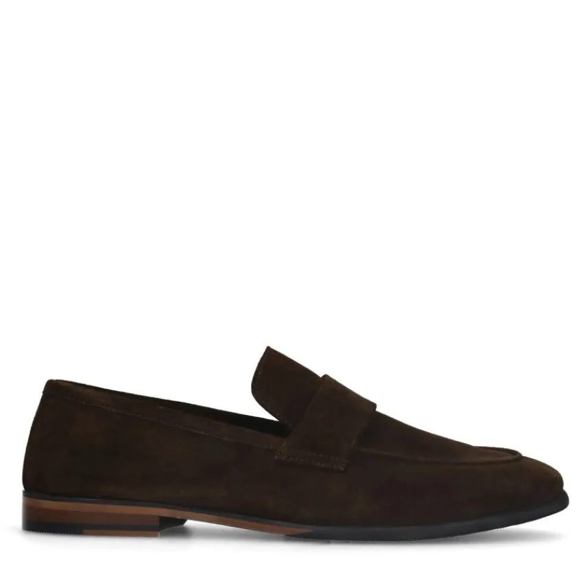 Manfield Bruine suède loafers^Heren Loafers