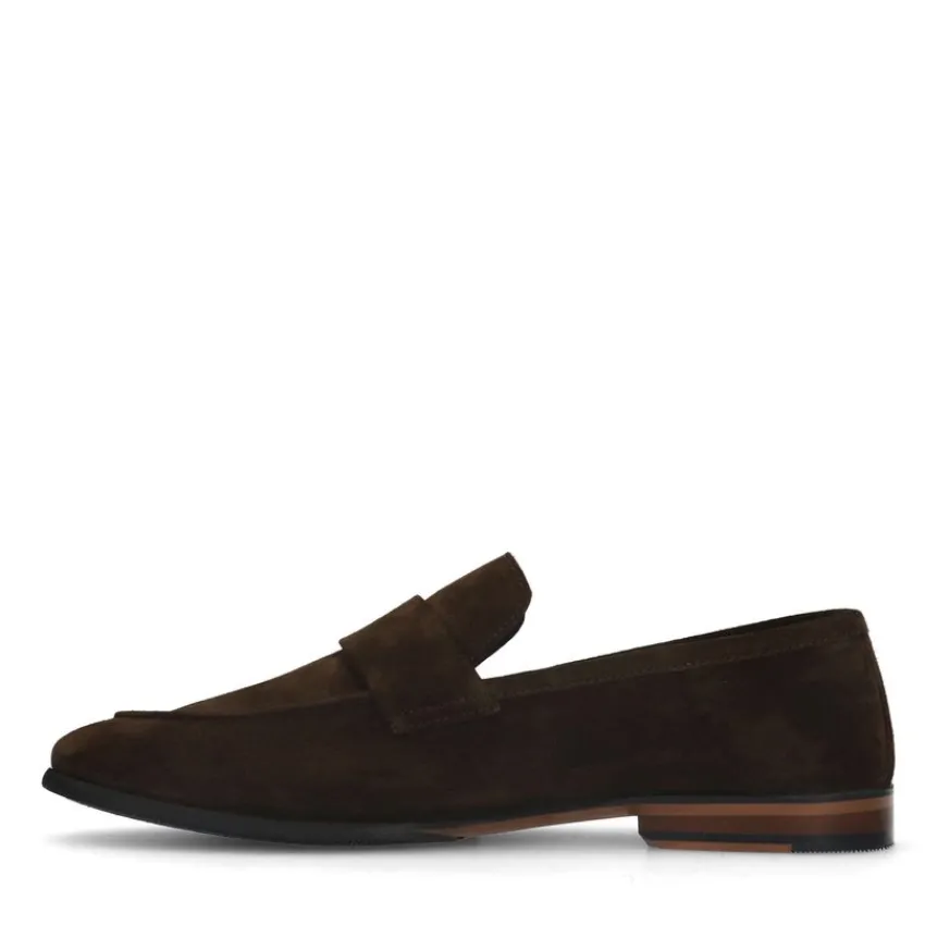 Manfield Bruine suède loafers^Heren Loafers
