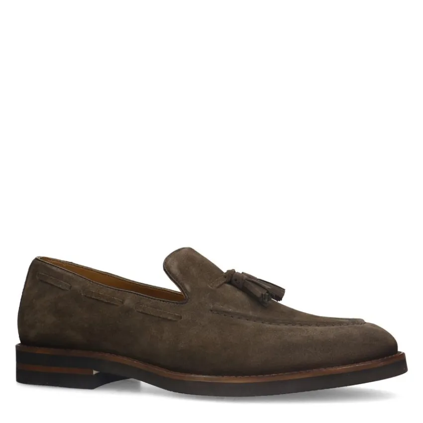 Manfield Bruine suède loafers^Heren Loafers
