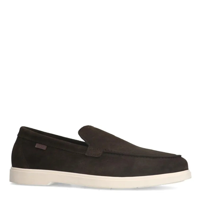 Manfield Bruine suède loafers^Heren Loafers