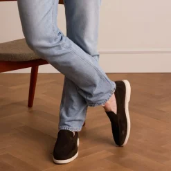 Manfield Bruine suède loafers^Heren Loafers