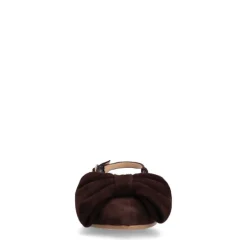 Manfield Bruine suède slingbacks met strik^DAMES Pumps|Slingbacks