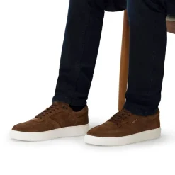 Manfield Bruine suède sneakers^Heren Sneakers