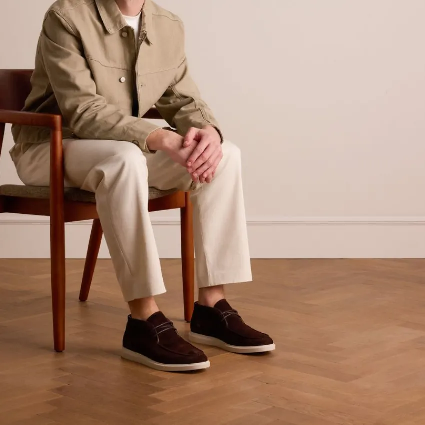 Manfield Bruine suède veterboots^Heren Boots