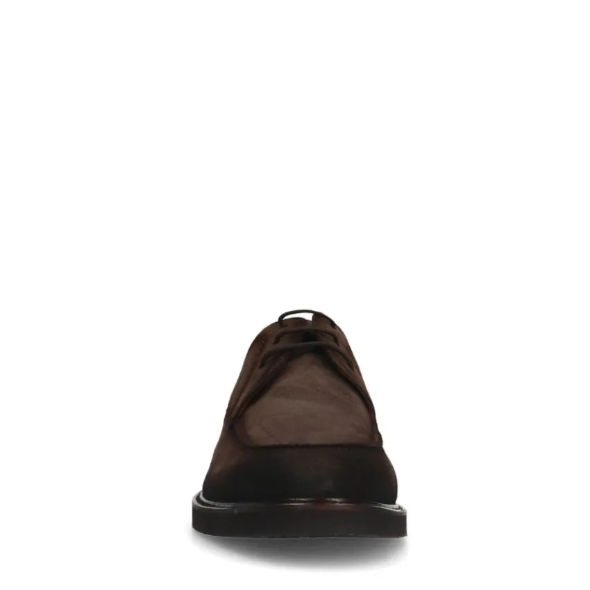 Manfield Bruine suède veterschoenen^Heren Veterschoenen