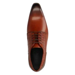 Black label Bruine veterschoenen met snakeskin details^Heren Veterschoenen