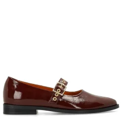 Manfield Burgundy lakleren loafers^DAMES Loafers