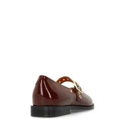 Manfield Burgundy lakleren loafers^DAMES Loafers