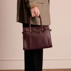 Manfield Burgundy leren handtas^ Handtassen