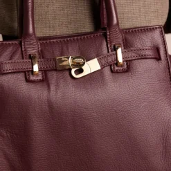 Manfield Burgundy leren handtas^ Handtassen