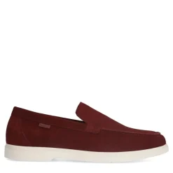 Manfield Burgundy suède loafers^Heren Loafers