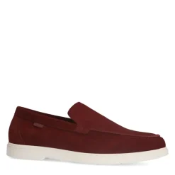 Manfield Burgundy suède loafers^Heren Loafers